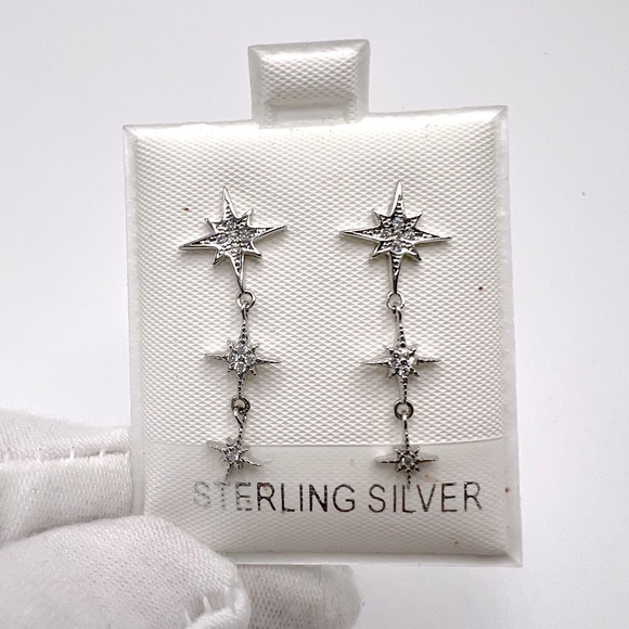 Jewelry - Sale $18 Firm! Sterling Silver rhodium plated Star Earrings